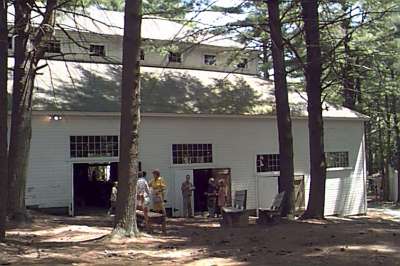 Talking under the pines at the Tabernacle